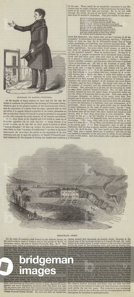 Daniel O'Connell and Derrynane House (engraving)