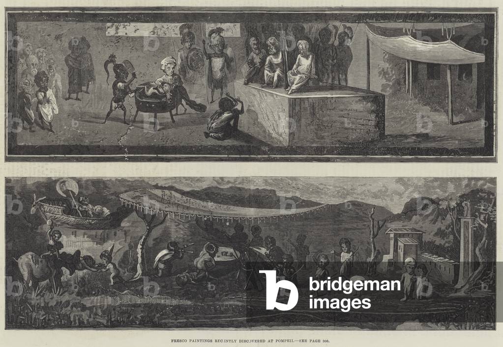 Fresco Paintings recently discovered at Pompeii (engraving)