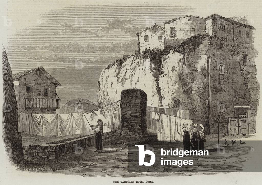 The Tarpeian Rock, Rome (engraving)