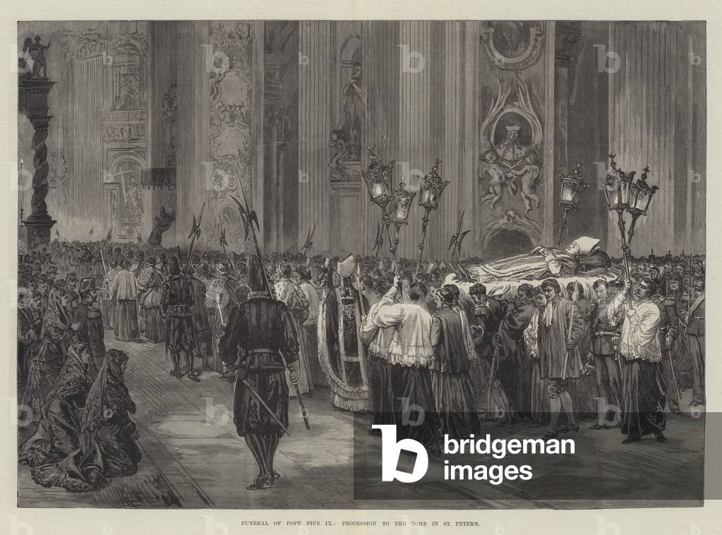 Funeral of Pope Pius IX, Procession to the Tomb in St Peter's (engraving)
