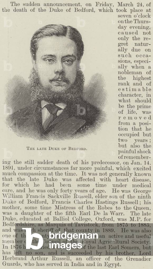 The late Duke of Bedford (engraving)