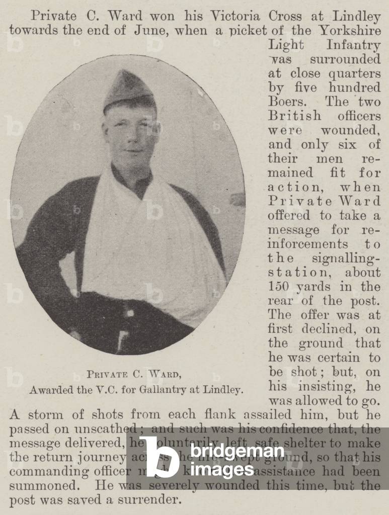 Private C Ward, awarded the VC for Gallantry at Lindley (b/w photo)