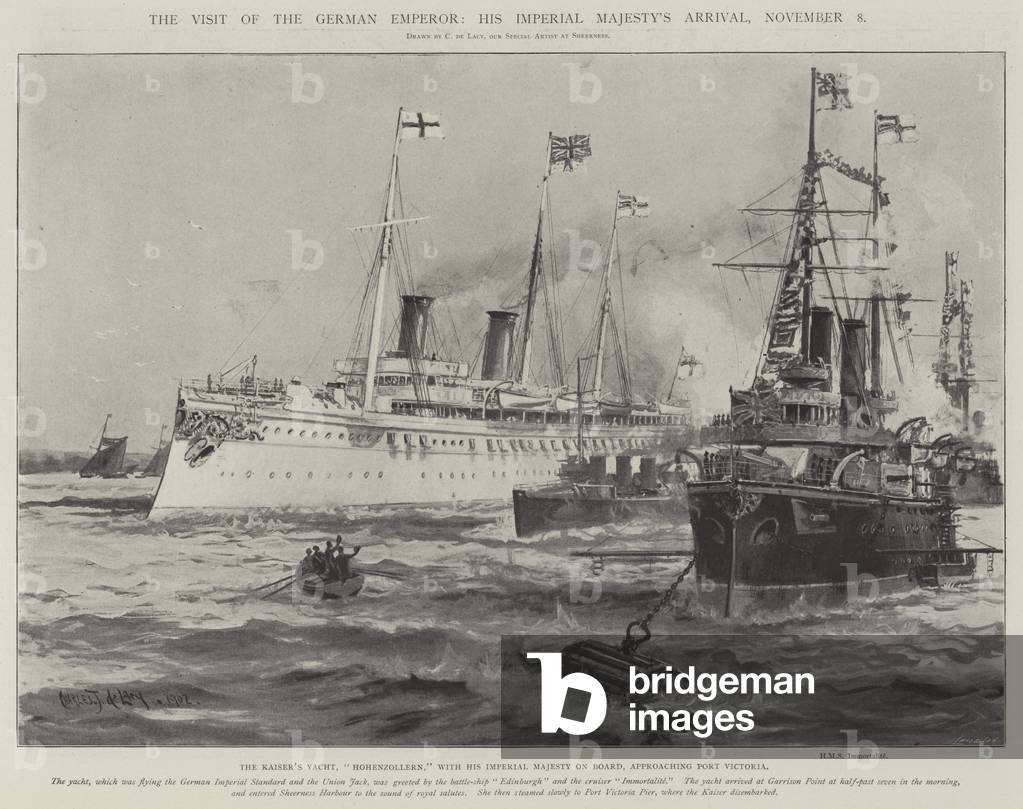 The Visit of the German Emperor, His Imperial Majesty's Arrival, 8 November (litho)