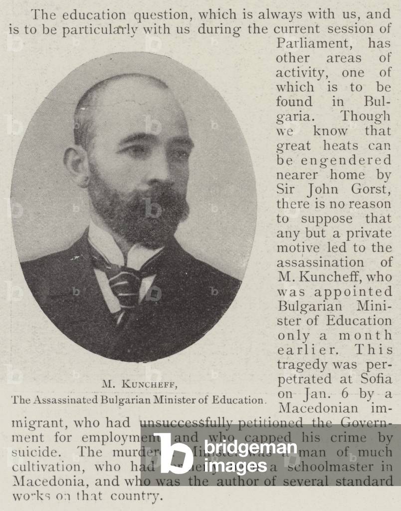 M Kuncheff, the Assassinated Bulgarian Minister of Education (b/w photo)