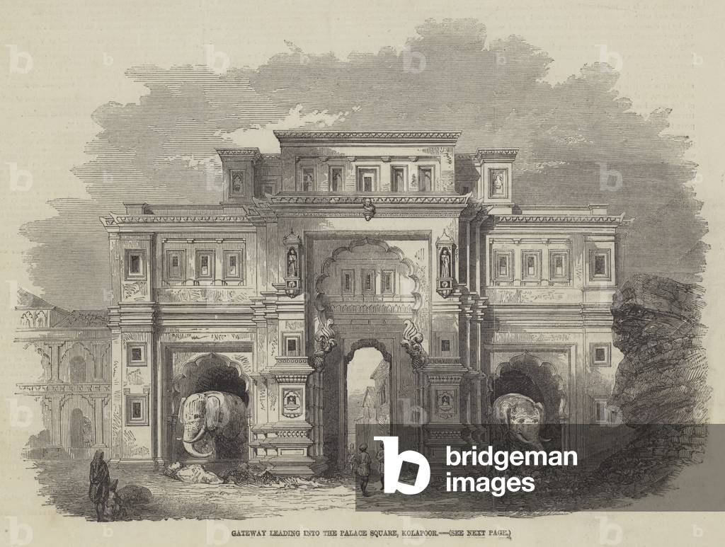Gateway leading into the Palace Square, Kolapoor (engraving)