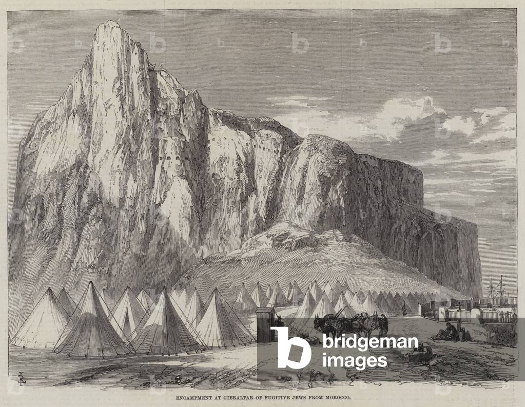 Encampment at Gibraltar of Fugitive Jews from Morocco (engraving)