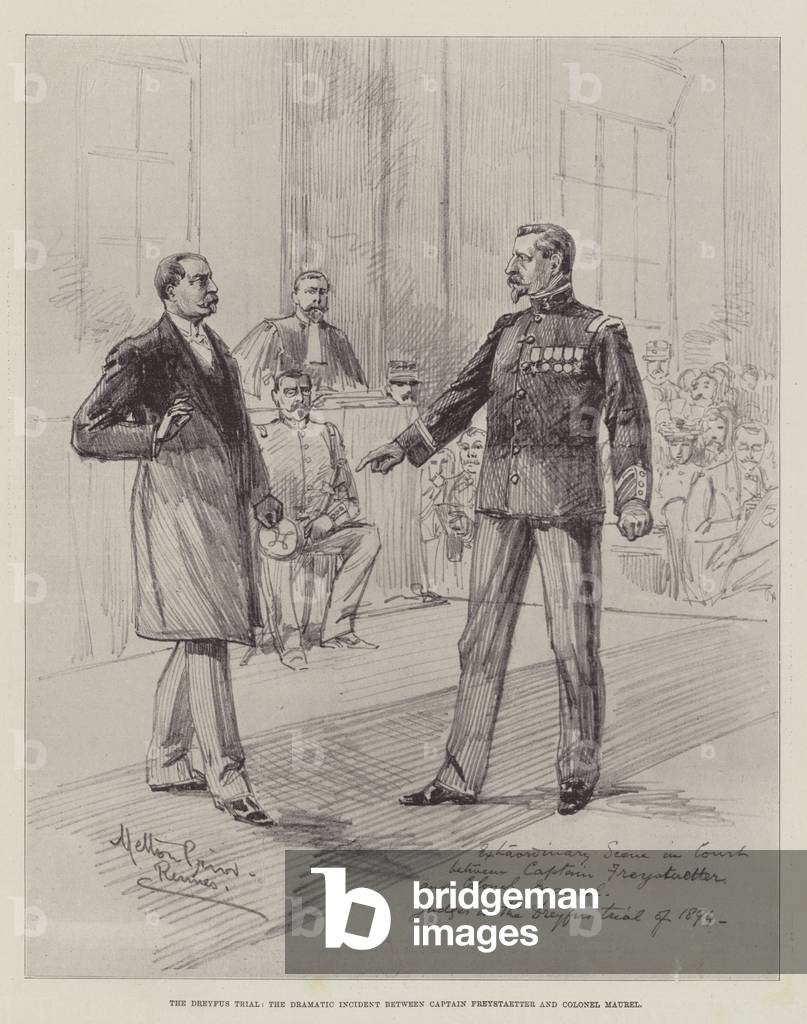 The Dreyfus Trial, the Dramatic Incident between Captain Freystaetter and Colonel Maurel (engraving)