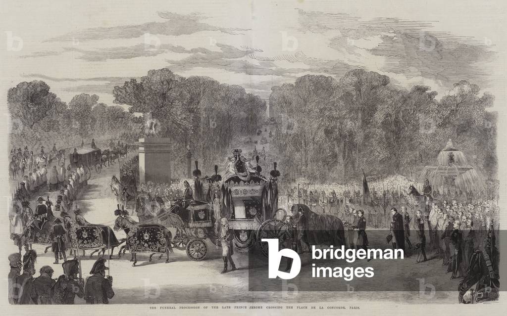The Funeral Procession of the late Prince Jerome crossing the Place de la Concorde, Paris (engraving)