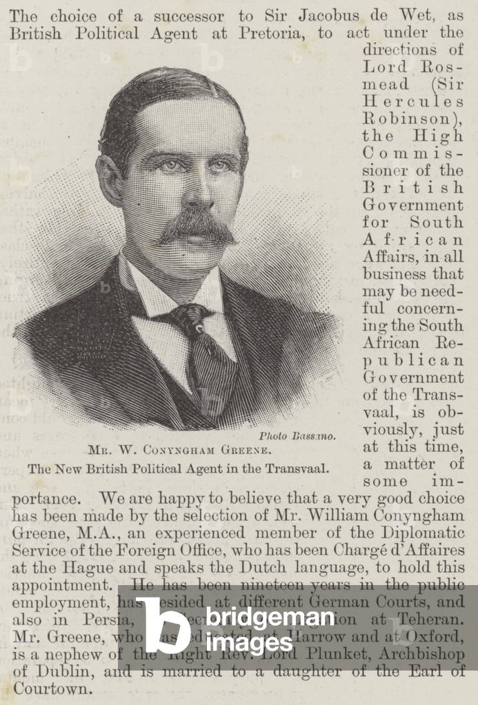 Mr W Conyngham Greene, the New British Political Agent in the Transvaal (engraving)