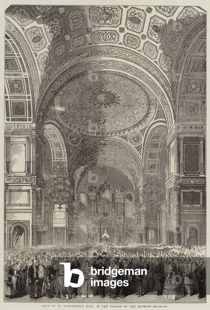 Coronation of the Emperor of Russia, Ball in St Alexander's Hall, in the Palace of the Kremlin (engraving)