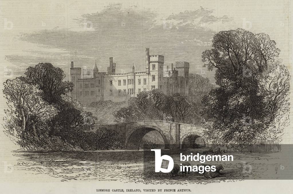 Lismore Castle, Ireland, visited by Prince Arthur (engraving)