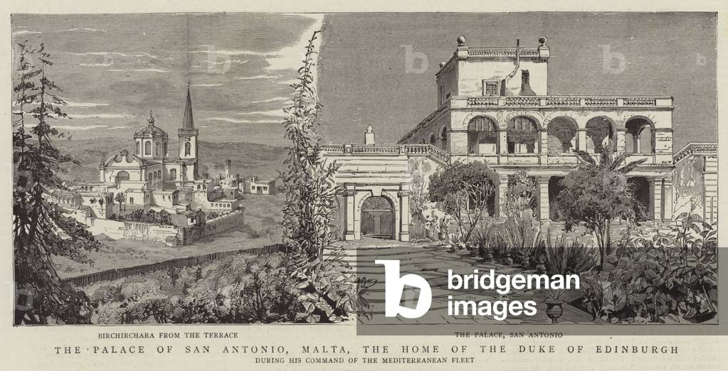 The Palace of San Antonio, Malta, the Home of the Duke of Edinburgh (engraving)