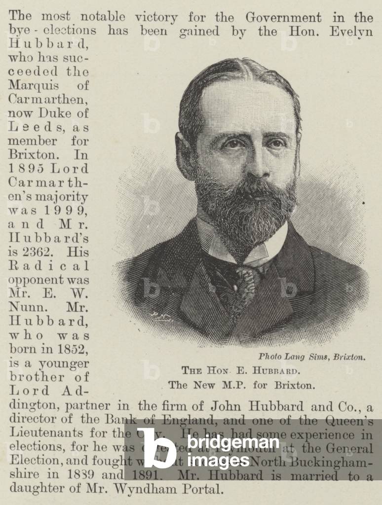 The Honourable E Hubbard, the New MP for Brixton (engraving)