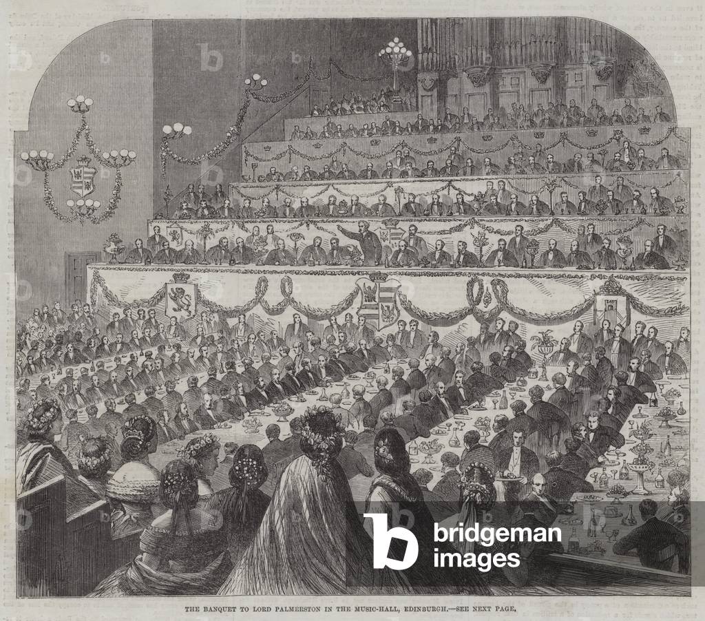 The Banquet to Lord Palmerston in the Music-Hall, Edinburgh (engraving)