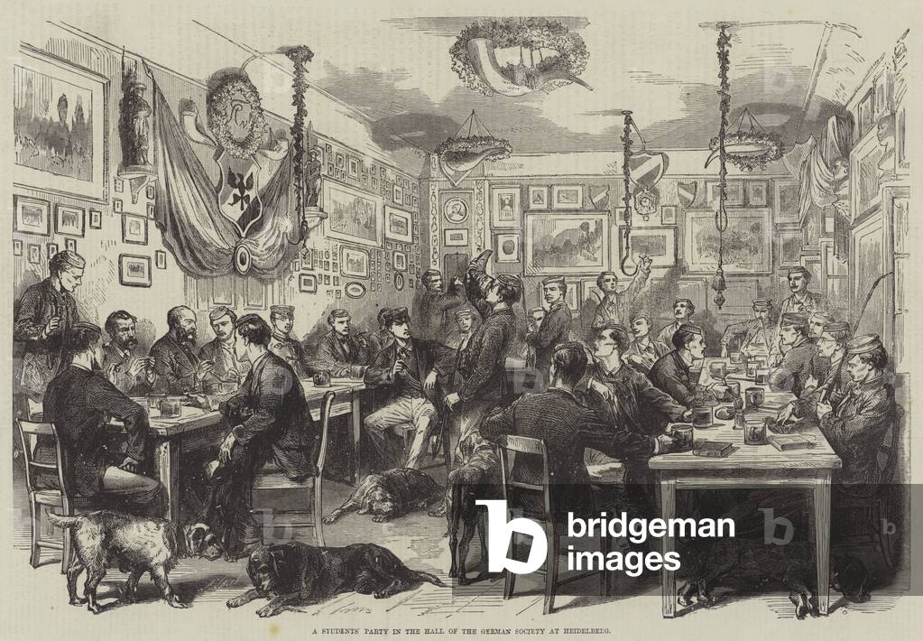 A Students' Party in the Hall of the German Society at Heidelberg (engraving)