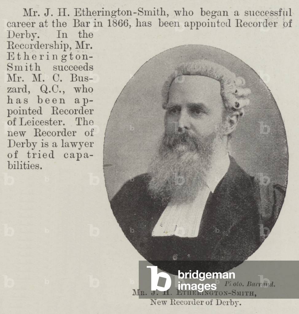 Mr J H Etherington-Smith, New Recorder of Derby (b/w photo)