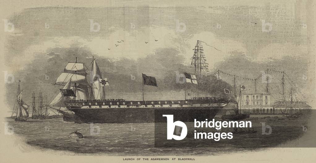 Launch of the Agamemnon at Blackwall (engraving)
