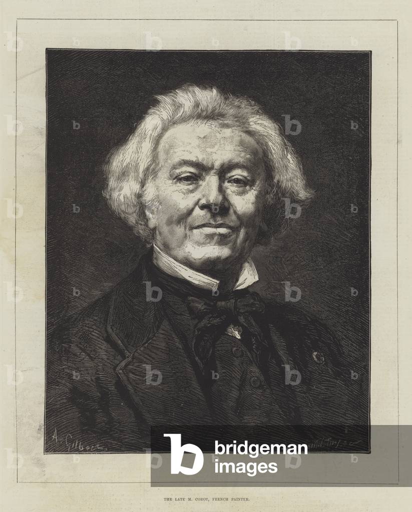 The late M Corot, French Painter (engraving)