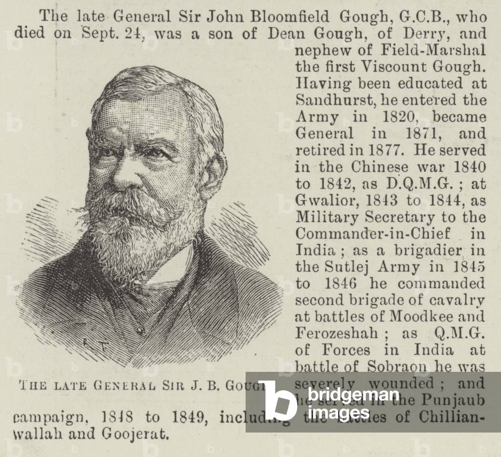 The late General Sir J B Gough (engraving)