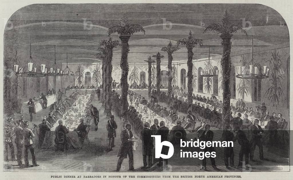 Public Dinner at Barbadoes in Honour of the Commissioners from the British North American Provinces (engraving)