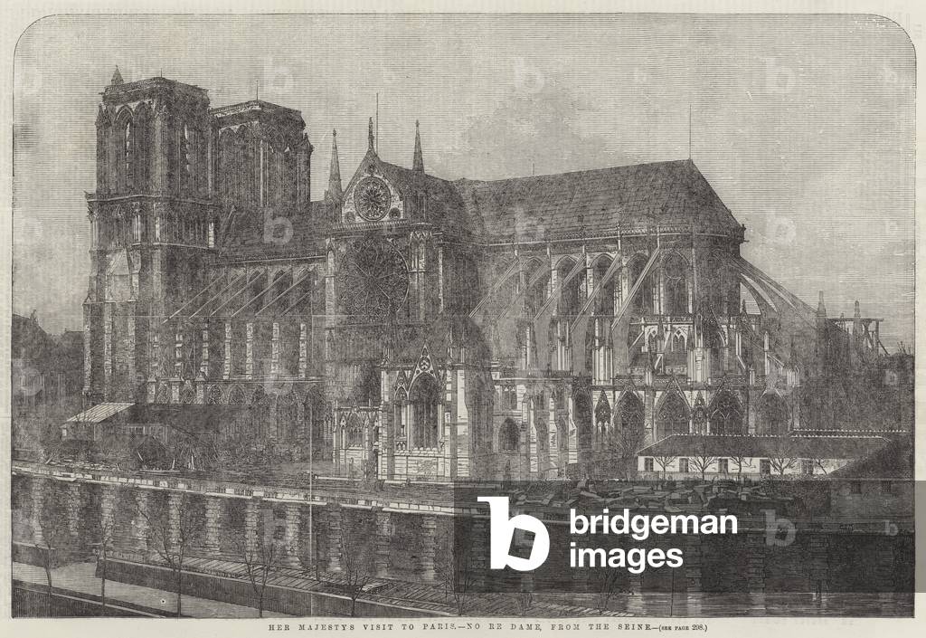 Her Majesty's Visit to Paris, Notre Dame, from the Seine (engraving)