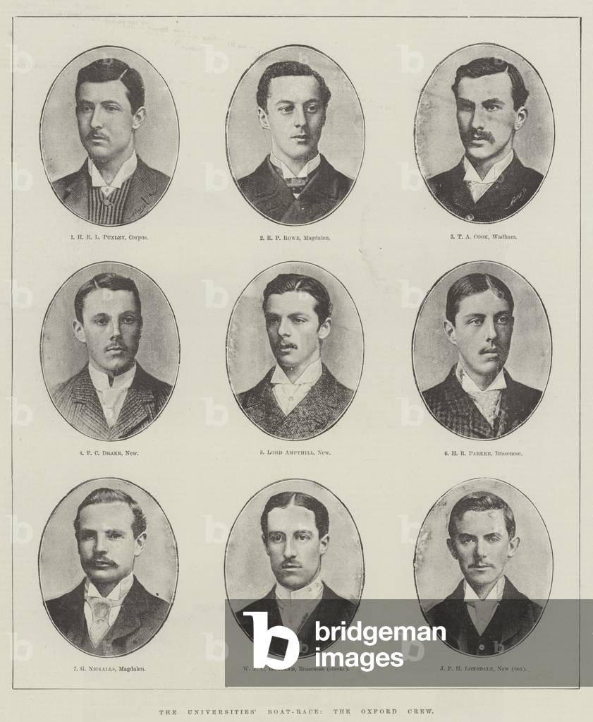 The Universities' Boat-Race, the Oxford Crew (b/w photo)