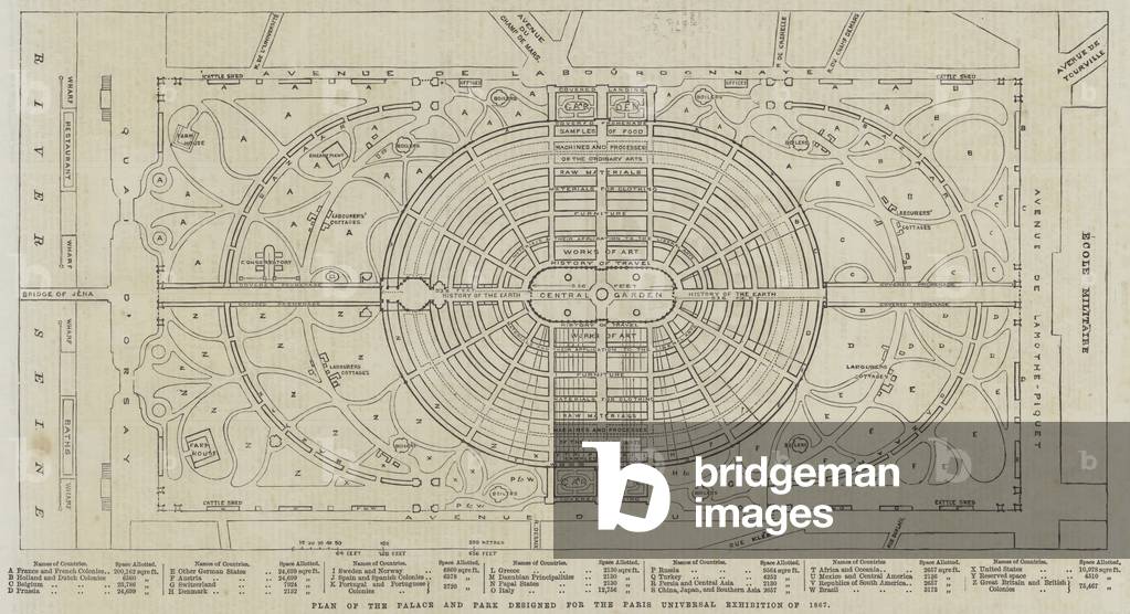 Plan of the Palace and Park designed for the Paris Universal Exhibition of 1867 (engraving)