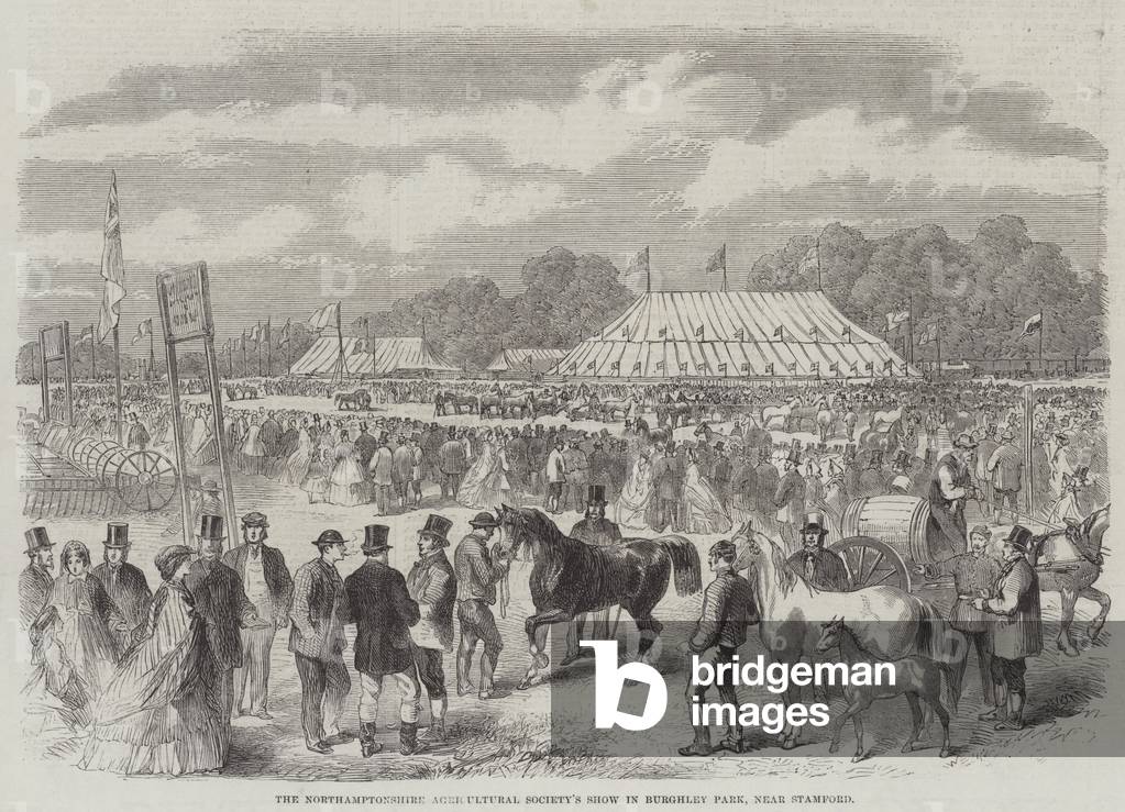 The Northamptonshire Agricultural Society's Show in Burghley Park, near Stamford (engraving)
