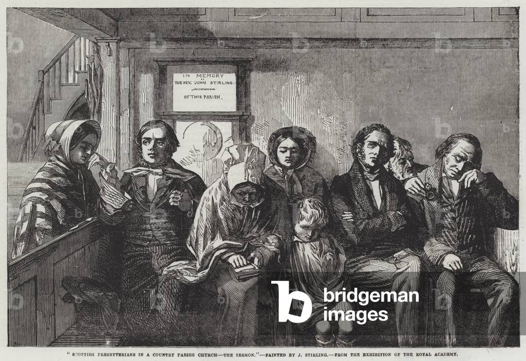 Scottish Presbyterians in a Country Parish Church, the Sermon (engraving)
