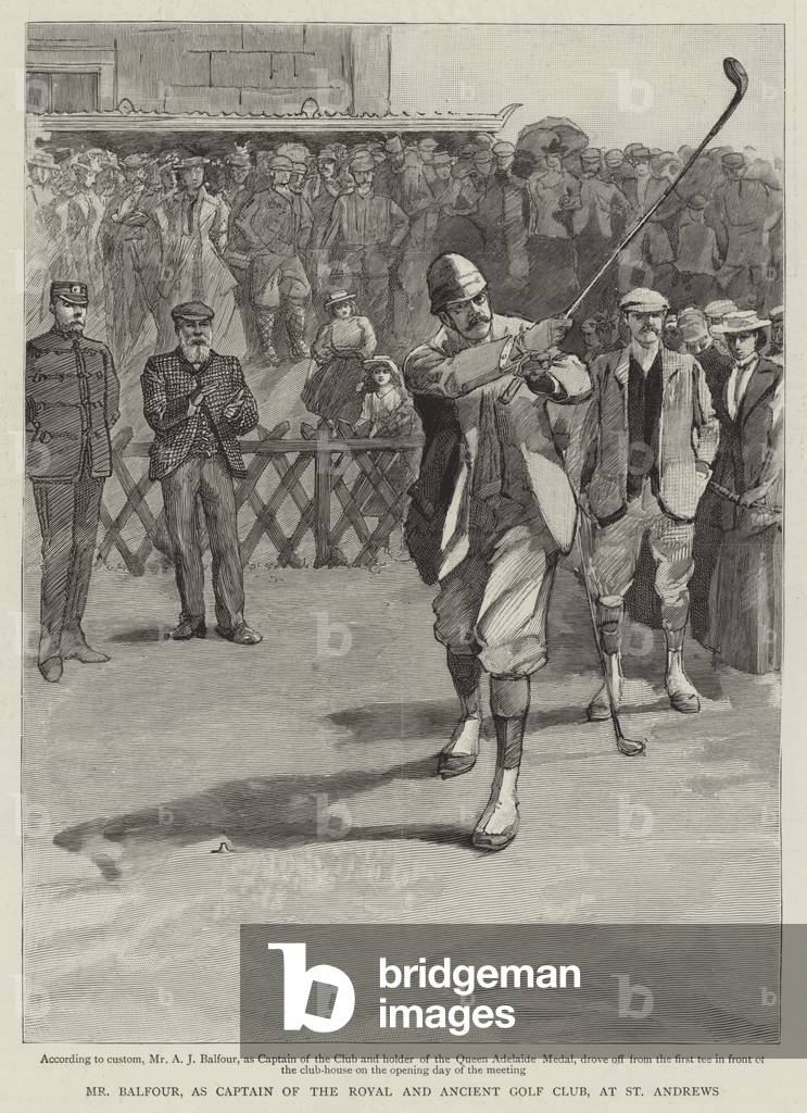 Mr Balfour, as Captain of the Royal and Ancient Golf Club, at St Andrews (engraving)