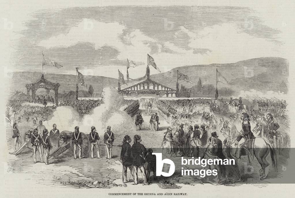 Commencement of the Smyrna and Aidin Railway (engraving)