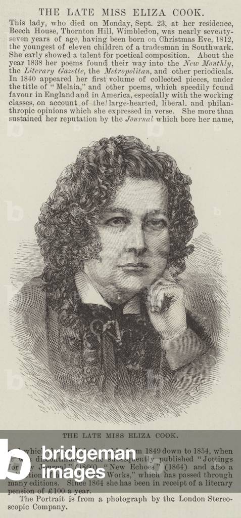 The late Miss Eliza Cook (engraving)