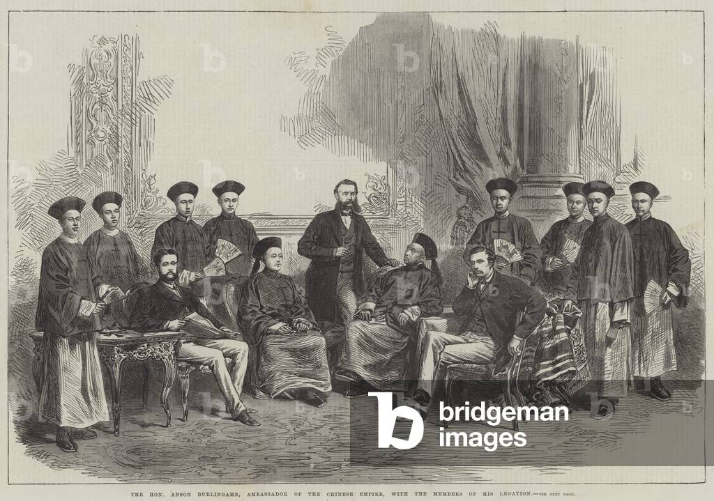 The Honourable Anson Burlingame, Ambassador of the Chinese Empire, with the Members of his Legation (engraving)