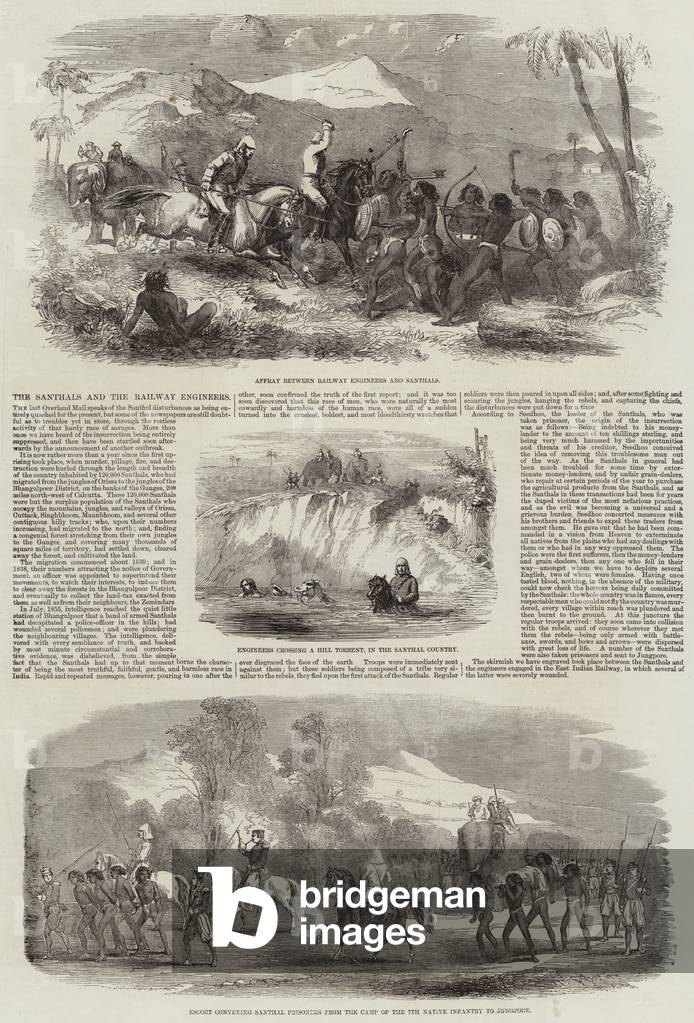 The Santhals and the Railway Engineers (engraving)