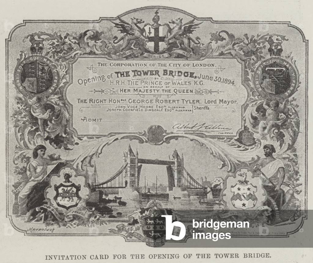 Invitation Card for the Opening of the Tower Bridge (engraving)
