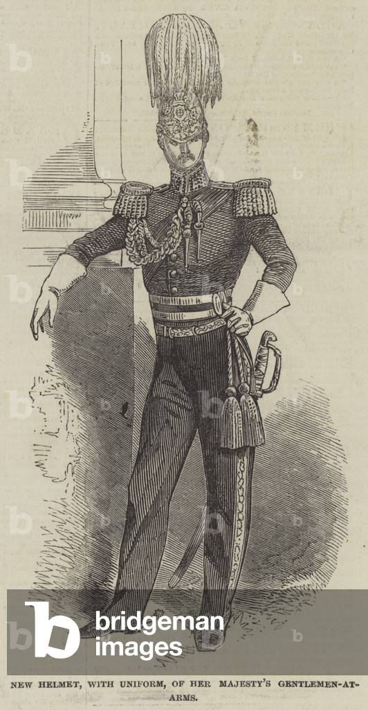 New Helmet, with Uniform, of Her Majesty's Gentlemen-at-Arms (engraving)
