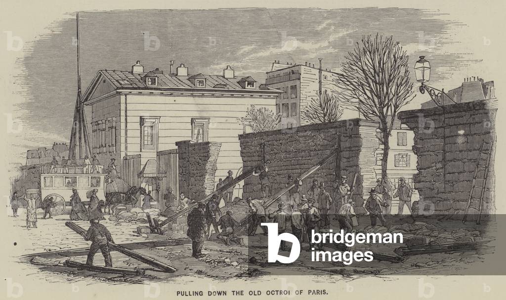 Pulling Down the Old Octroi of Paris (engraving)