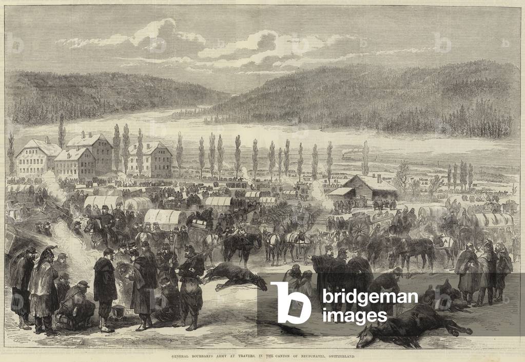 General Bourbaki's Army at Travers, in the Canton of Neufchatel, Switzerland (engraving)