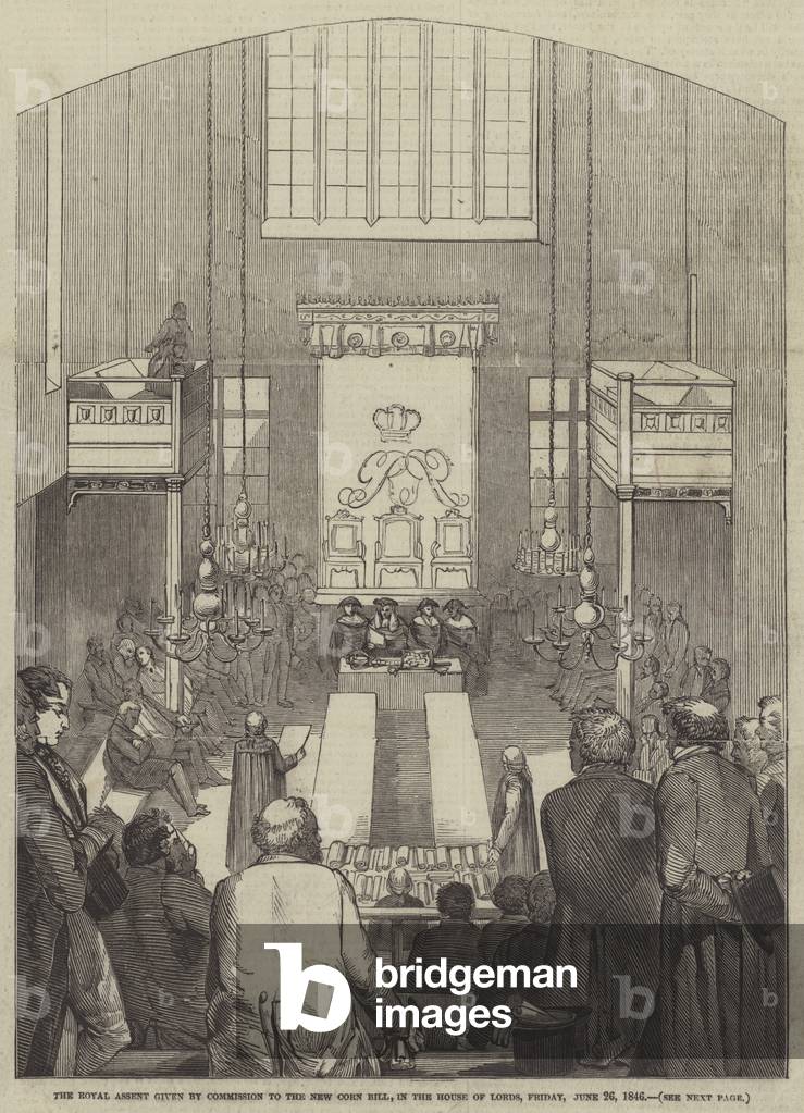 The Royal Assent given by Commission to the New Corn Bill, in the House of Lords, Friday, 26 June 1846 (engraving)