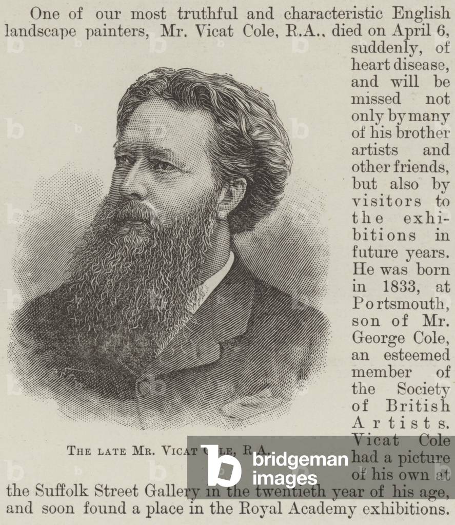 The late Mr Vicat Cole, RA (engraving)