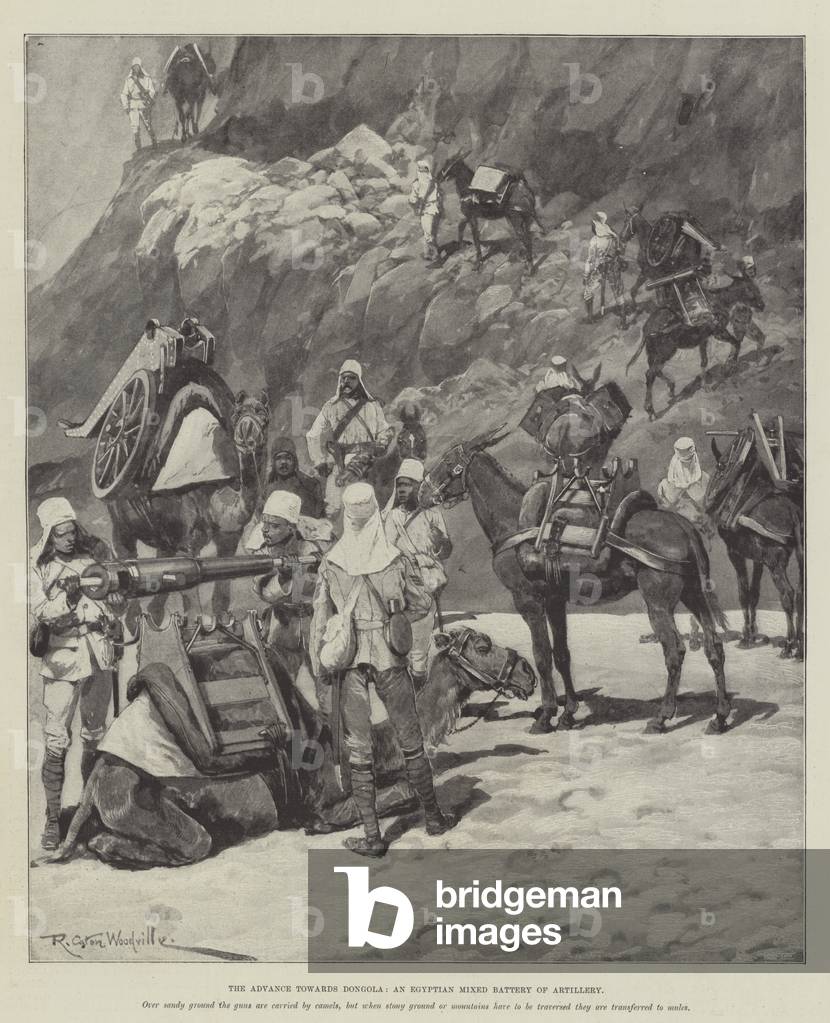 The Advance towards Dongola, an Egyptian Mixed Battery of Artillery (litho)