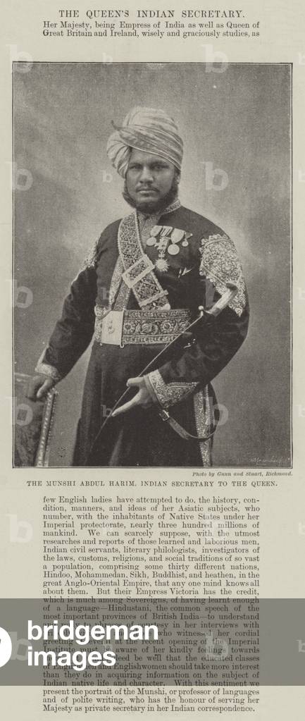 The Munshi Abdul Harim, Indian Secretary to the Queen (b/w photo)