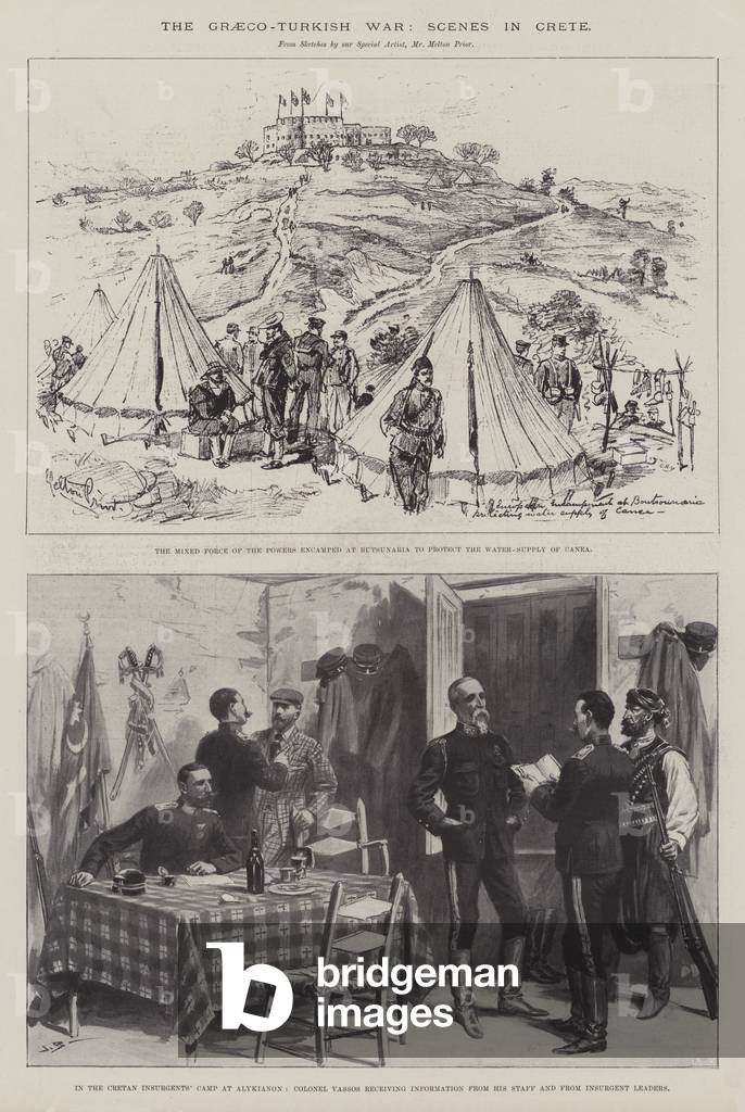 The Graeco-Turkish War, Scenes in Crete (litho)