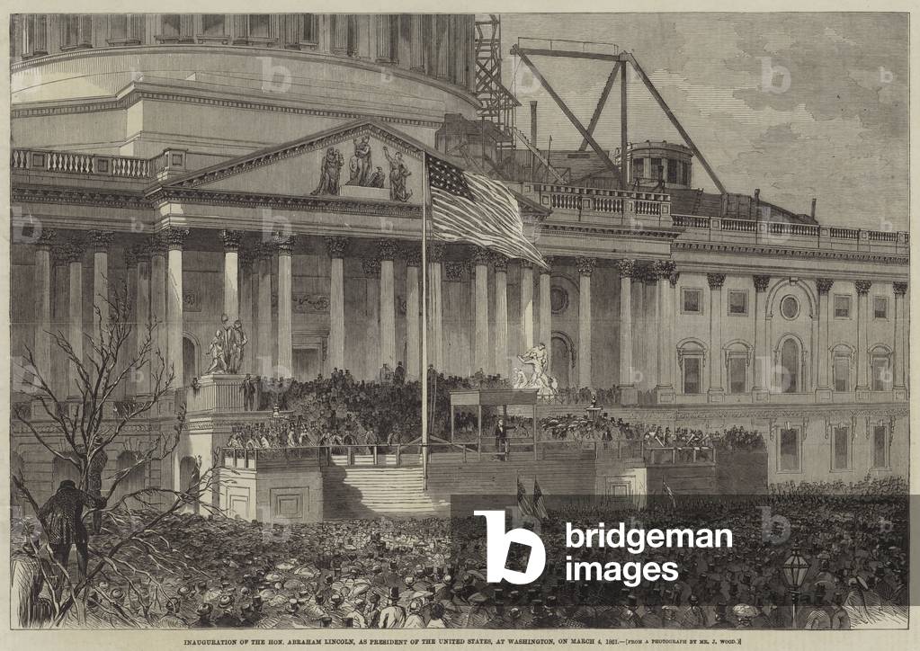 Inauguration of the Honourable Abraham Lincoln, as President of the United States, at Washington, on 4 March 1861 (engraving)