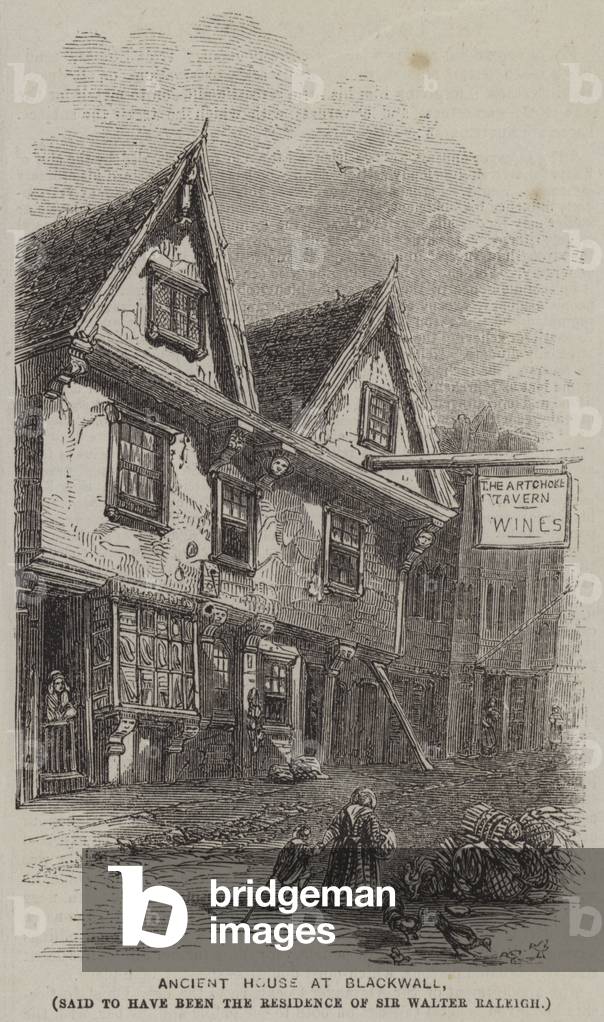 Ancient House at Blackwall, said to have been the Residence of Sir Walter Raleigh (engraving)