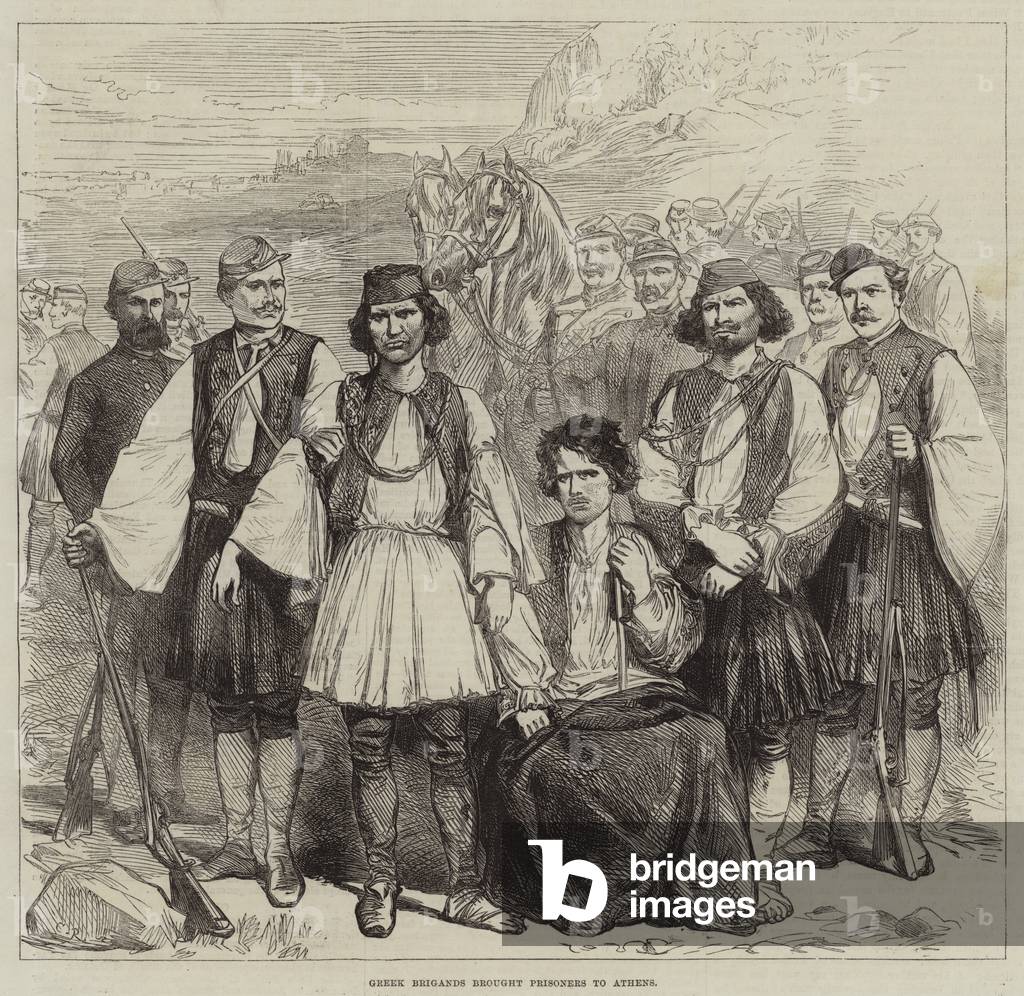 Greek Brigands brought Prisoners to Athens (engraving)