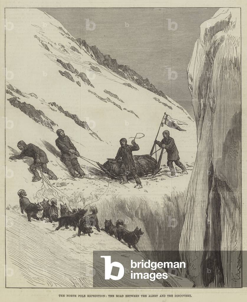 The North Pole Expedition, the Road between the Alert and the Discovery (engraving)