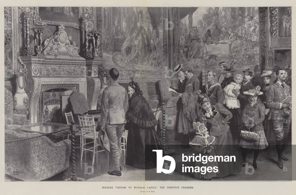 Holiday Visitors to Windsor Castle, the Presence Chamber (litho)