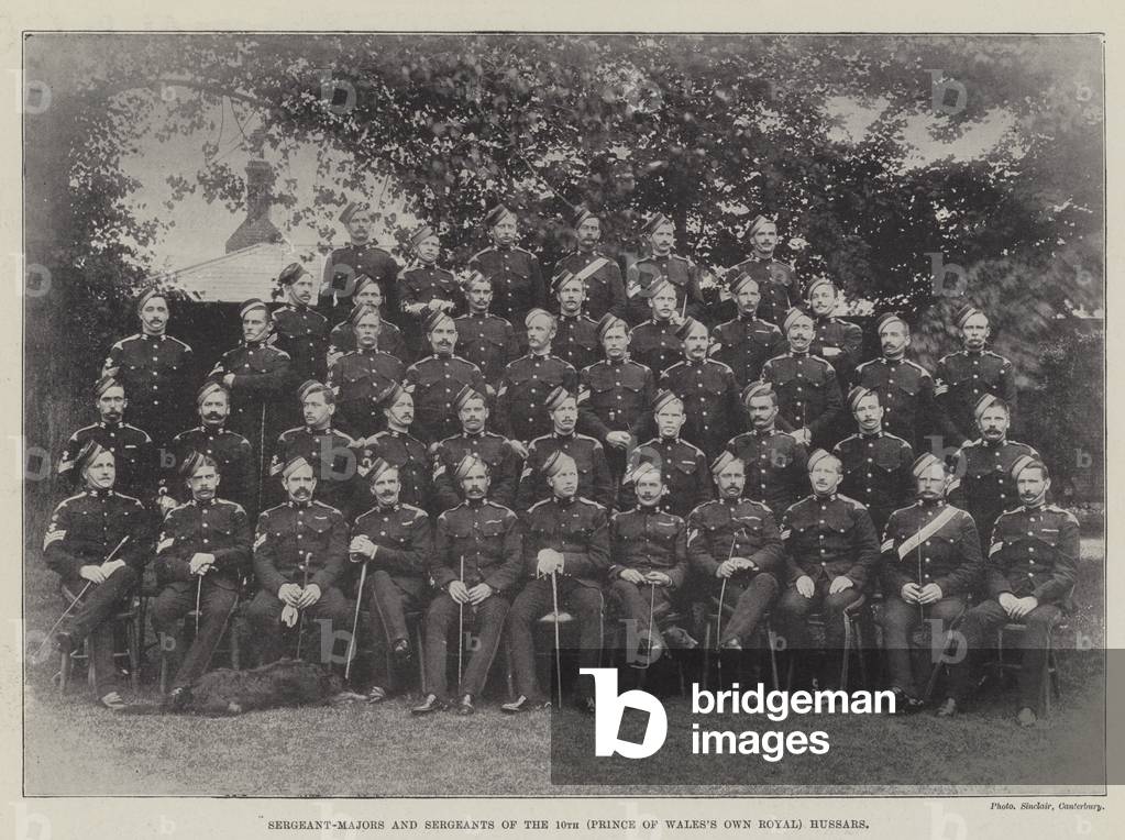 Sergeant-Majors and Sergeants of the 10th (Prince of Wales's Own Royal) Hussars (b/w photo)