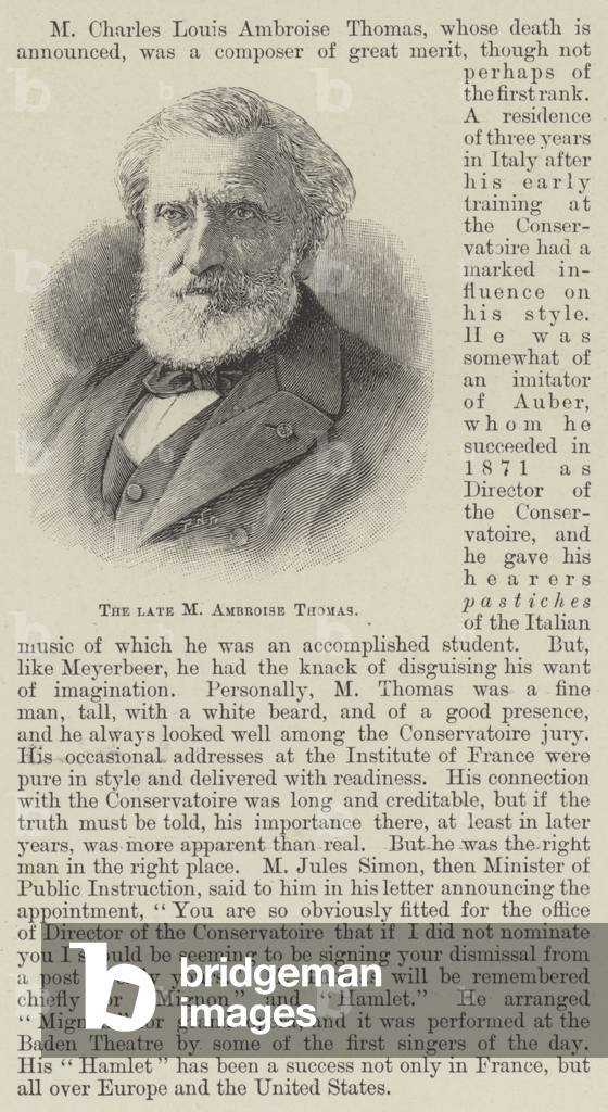 The late M Ambroise Thomas (engraving)